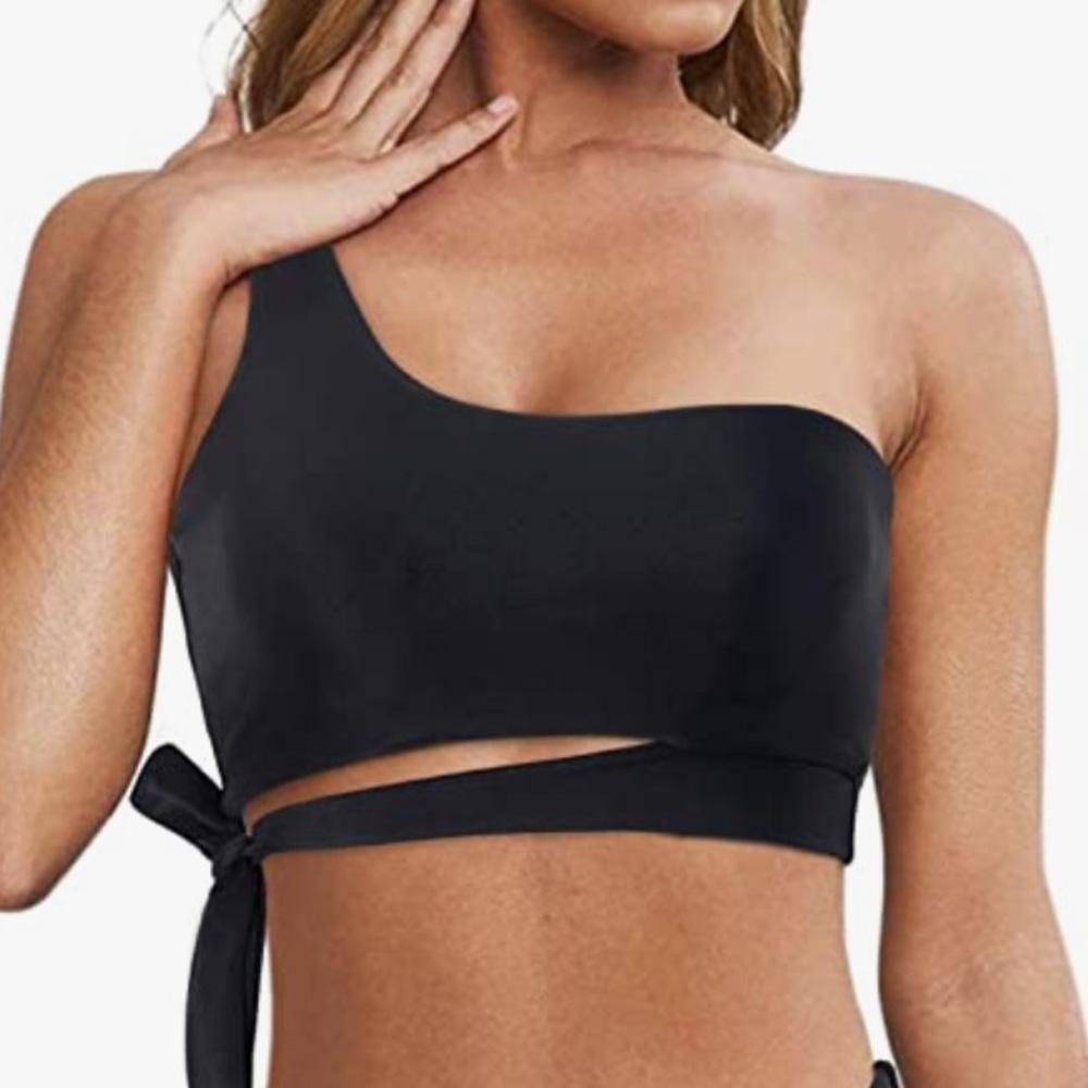 One shoulder swim bikini top